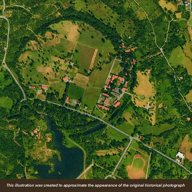 Illustrated historical map view of Wiang Jed Lin from above | Zinarin